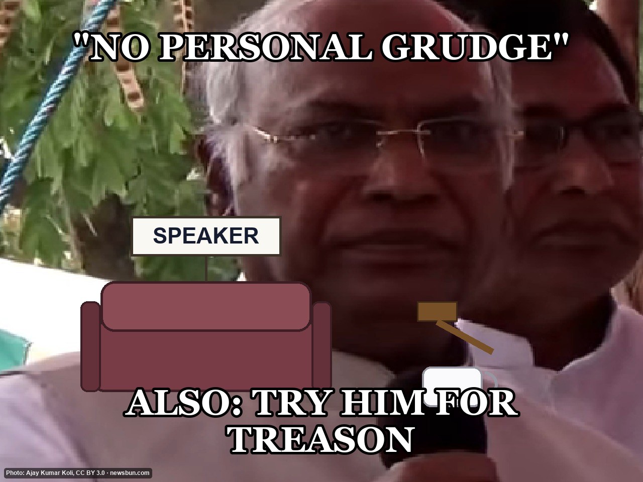 Real photo, trimmed and resized only: Indian politician Mallikarjun Kharge at University. Drawn props, captions and sound by newsbun.